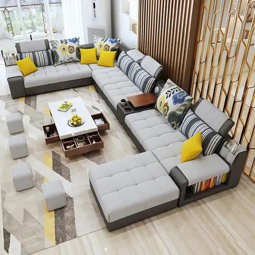 布艺沙发组合大小户型整套装家具现代简约客厅经济布沙发北欧风格