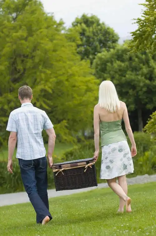 西方人,头发,两个人,走,搬运,竖图,室外,白天,爱情,聚会,草地,草坪