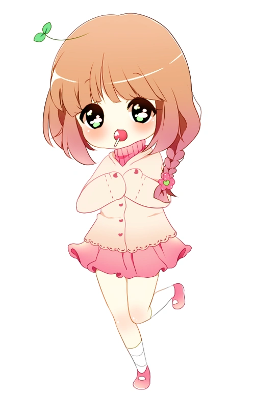 萌物可爱水粉画水彩q版女孩头上有棵小草