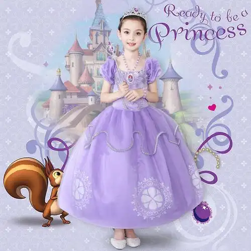 冰雪奇缘连衣裙女童公主苏菲亚公索菲亚
