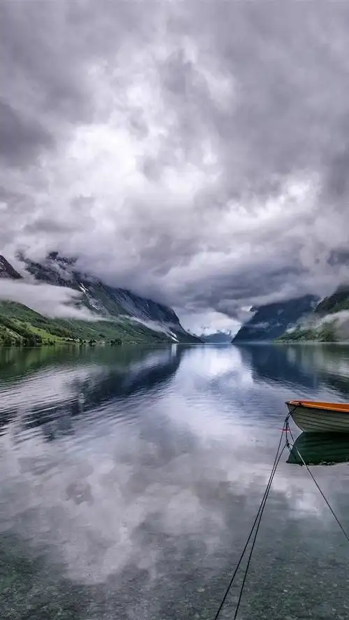 壁纸 美丽的自然景观,山,云,湖,船 3840x2160 uhd 4k 高清壁纸, 图片,