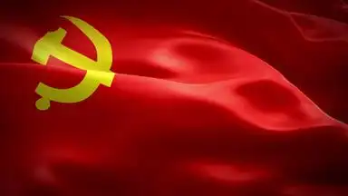 高清红色大气党旗飘动舞台视频背景