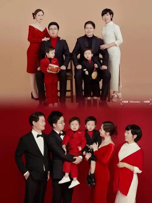 2022开年全家福三代同堂双胞胎家庭