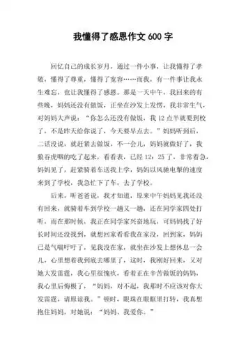我懂得了感恩作文600字