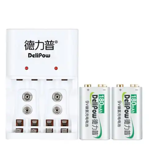 德力普 9v电池充电器套装 充电器 4节电池