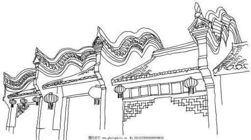 桥林古镇风景简笔画