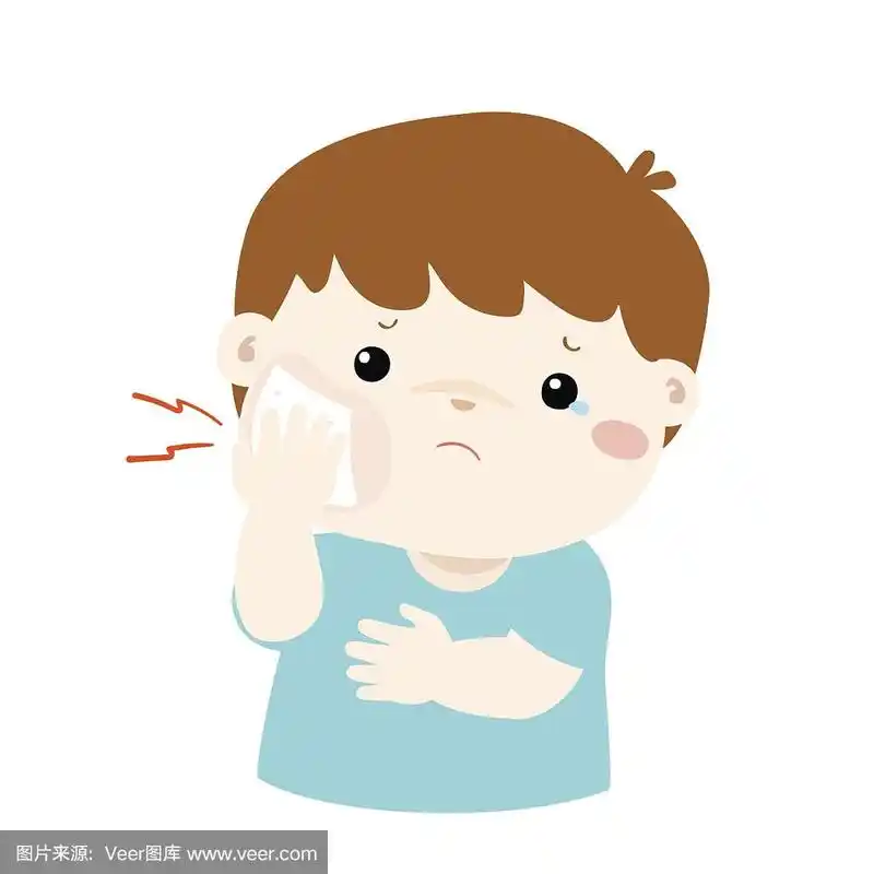 小男孩牙疼卡通向量.