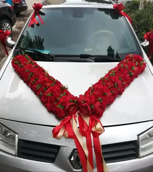 韩式主婚车装饰套装v型车头结婚花车创意仿真玫瑰花吸盘婚庆布置