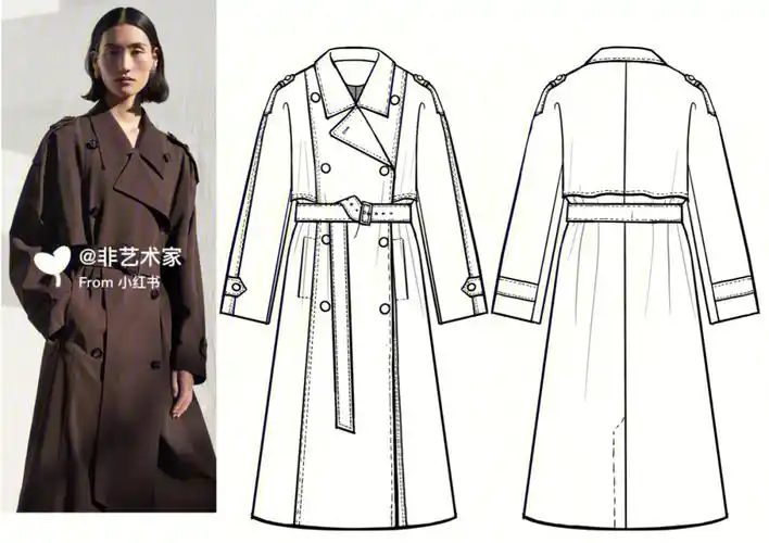 服装设计多个风衣大衣款式图分享啊