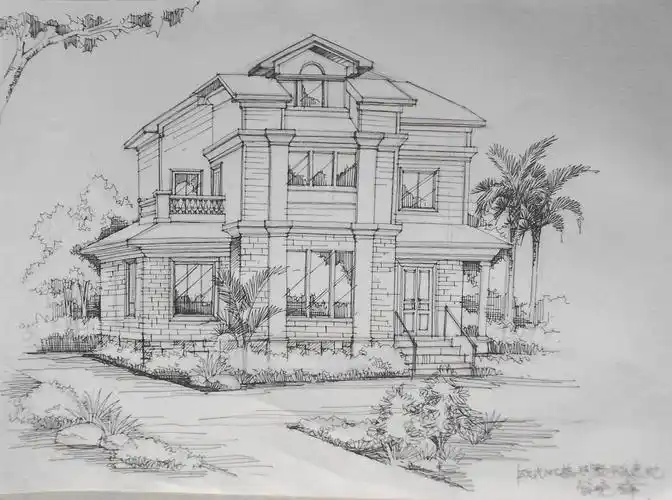 别墅外观手绘效果图63原创作品空间建筑设计翁小峰翁小峰快题3翁小峰