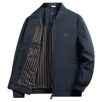 septwolves七匹狼立领男士夹克春秋款休闲百搭爸爸装薄款抗皱条纹里布