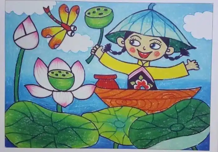 三年级本周完成:儿童画 荷