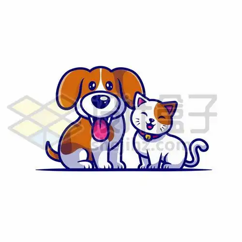 超可爱的卡通小狗和猫咪家养宠物1881077矢量图片免抠素材