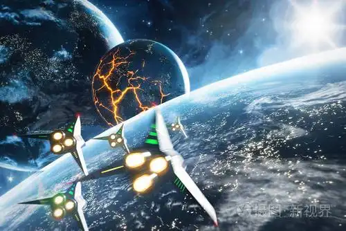 五个太空飞船飞到崩溃的星球这幅图像由美国国家航空航天局提供的元素