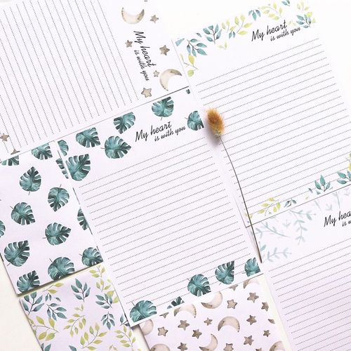 清新叶子信封信纸套装文艺简约写信纸浪漫唯美表白情书可爱创意纸