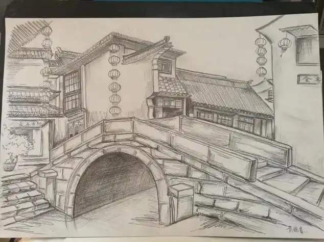 素描风景图素描风景图画