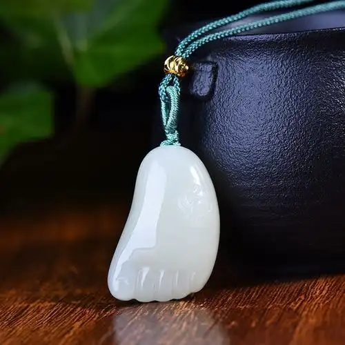 支持鉴定/代发 和田玉小脚丫吊坠男女款玉石挂件白玉知足常乐吊坠