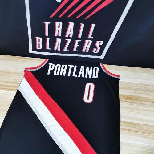 开拓者队0号利拉德球衣00号甜瓜安东尼热压城市版篮球服套装定制