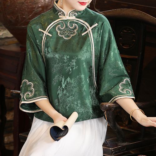 唐装中式女装民族风秋季复古盘扣小立领中国风刺绣外套上衣 99764