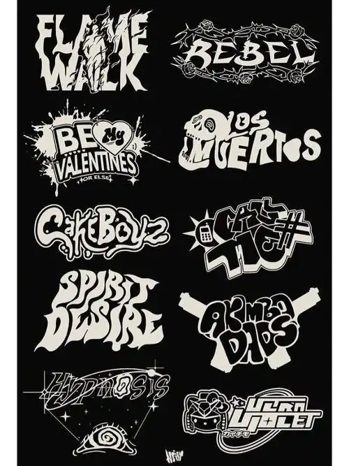 美式复古涂鸦字体图案logo设计