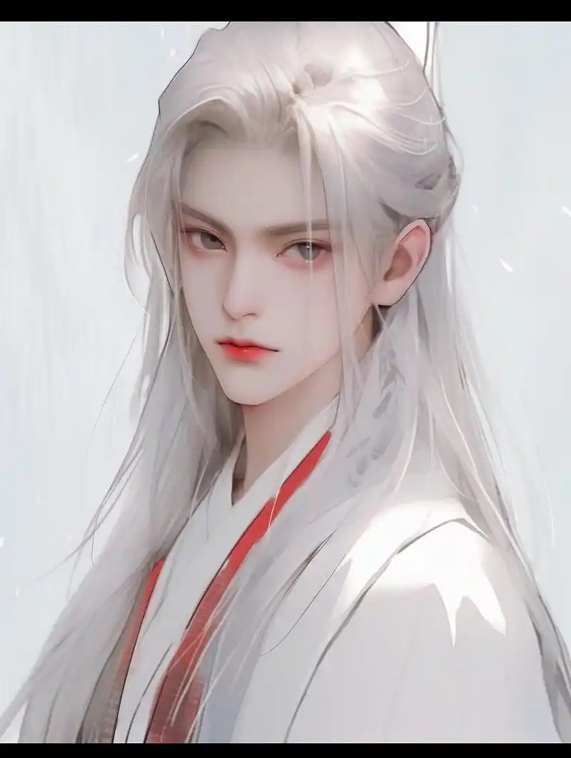 古风 白发美艳男配 男生头像 男生25 他宛若青玉般温润,肤色如初