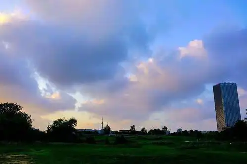 青岛:傍晚天空现金色云彩