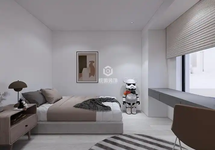 浦东新区东方城市花园120平方现代简约风格三室两厅卧室装修效果图