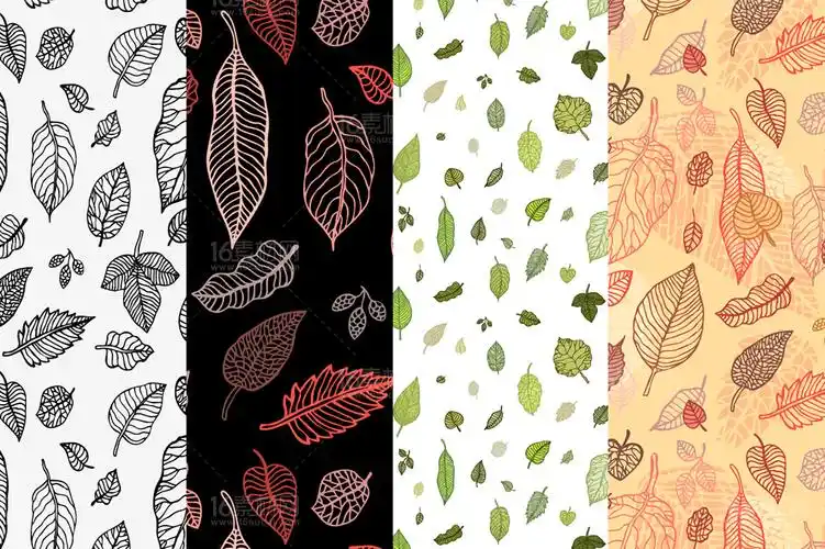 各种漂亮树叶无缝拼接背景矢量素材