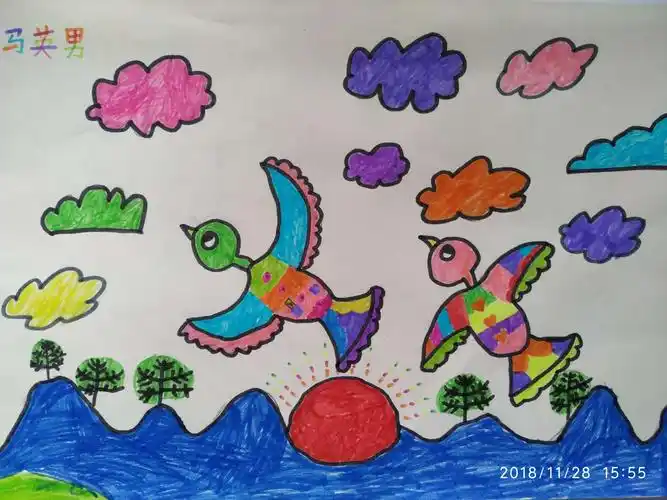 张庄小学四年级上《大鸟》图画展示