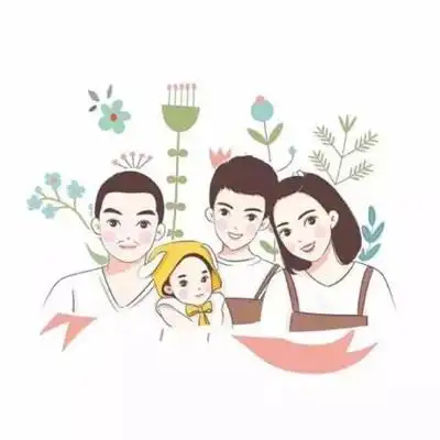 一家四口的卡通图片一儿一女头像可爱温馨幸福的一家人图片大全