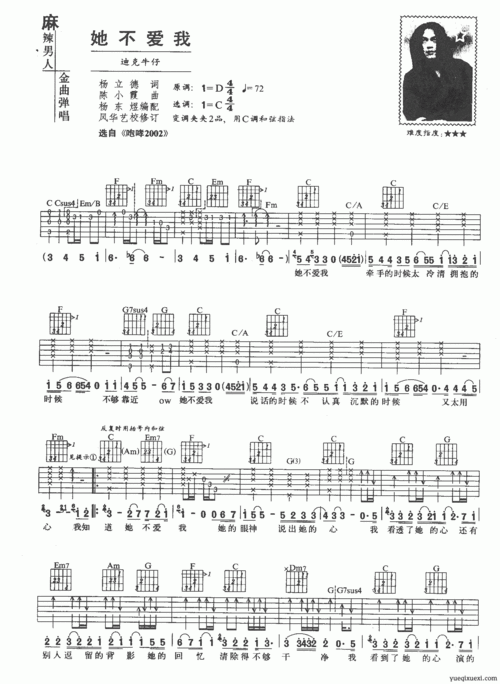 她不爱我 吉他谱_吉他曲谱