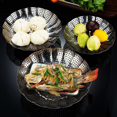 不锈钢蒸笼创意蒸架可收缩蒸盘小笼包蒸笼馒头蒸屉快速蒸菜神器