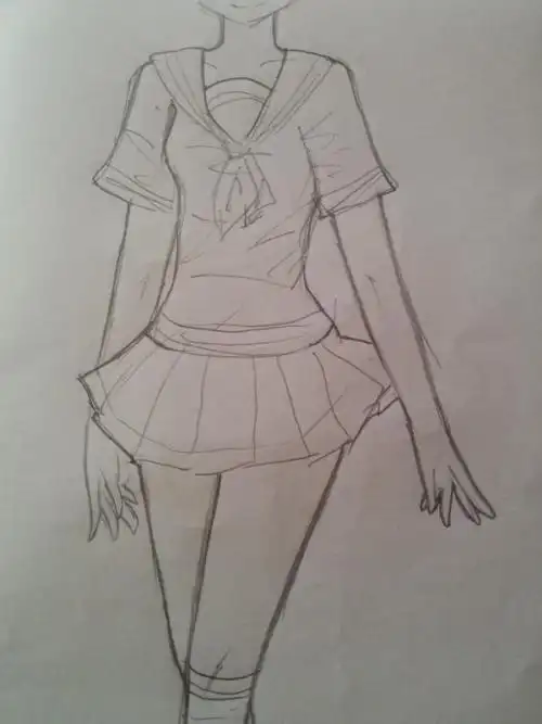 女生人物简笔画漂亮校服