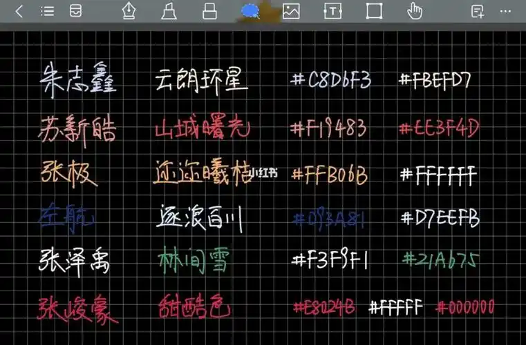 笔记配色  #tnt时代少年团  #tf家族三代一些小朋友们的应援色 字丑