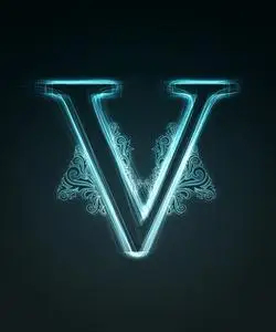 闪亮的字母v.照片