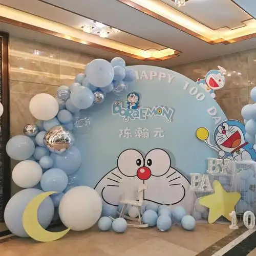 多啦a梦叮当猫宝宝周岁宴生日派对主题迎宾舞台背景气球装饰布置