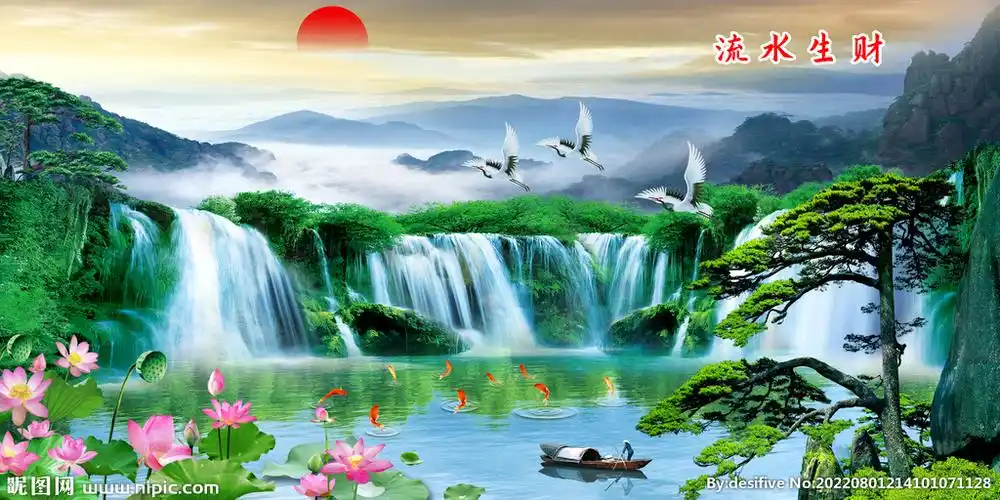 大厅山水画设计图__风景_psd分层素材_设计图库_昵图网nipic.com