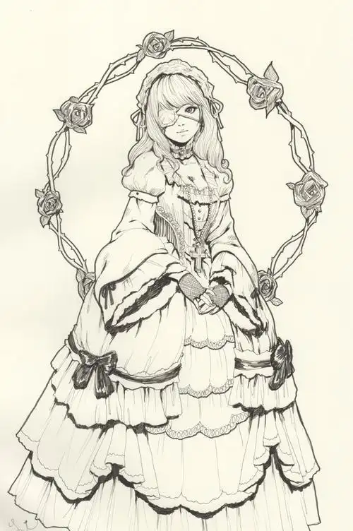 洛丽塔线稿素材