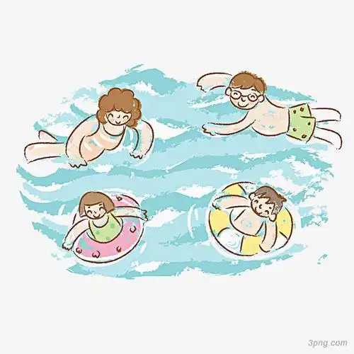 手绘游泳的人png素材透明免抠图片-动植人物
