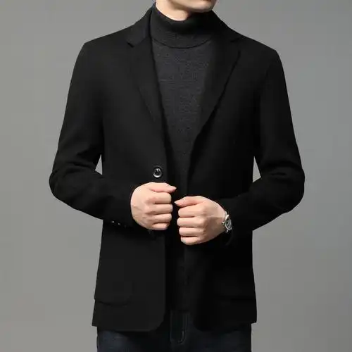 休闲西装男士双面羊毛呢子小西服韩版修身秋冬单件羊毛外套上衣潮
