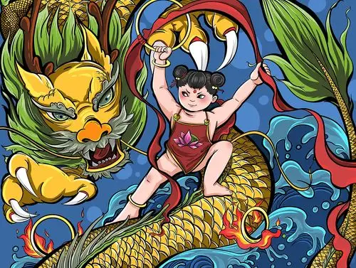 哪吒闹海|插画|商业插画|冰氏潆蓿 - 原创作品 - 站酷 (zcool)