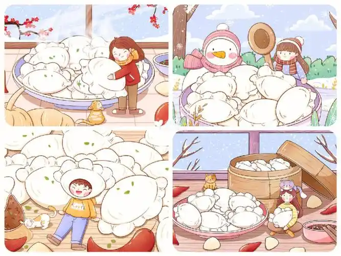 插画104立冬包饺子吃饺子喽2