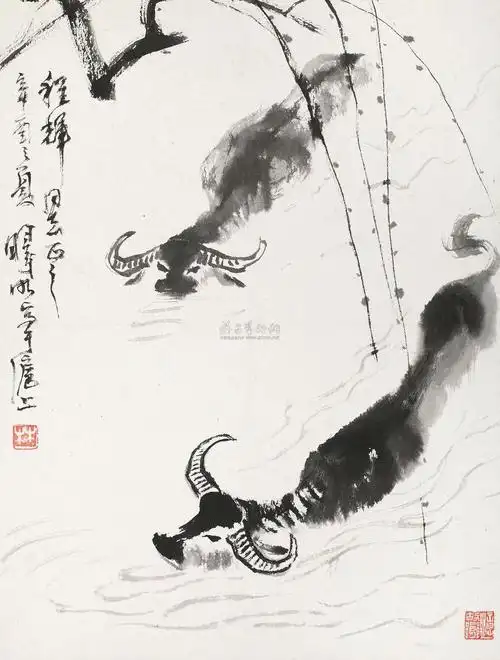 0022 水牛 镜心 水墨纸本