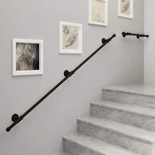 铁艺水管楼梯扶手简约家用壁挂室内阁楼靠墙老人防滑幼儿园铁拉手