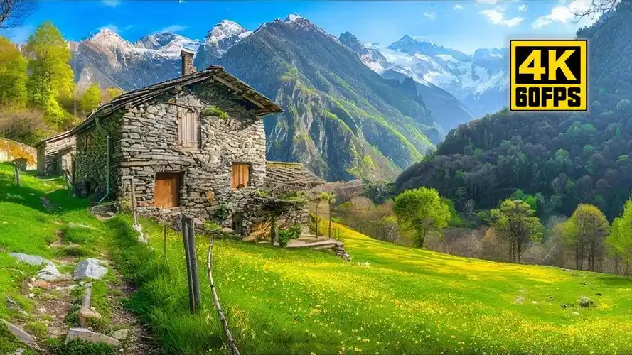 【4k60帧】放松解压:瑞士拉韦尔泰佐和韦尔扎斯卡山谷风景漫步 | 作者