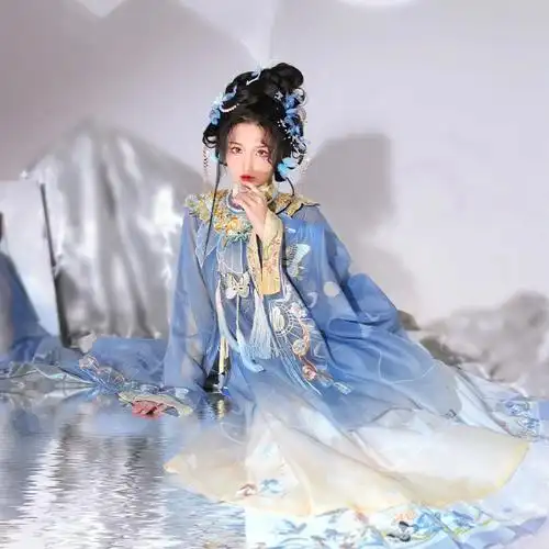 仙女必备汉服蓝色明制