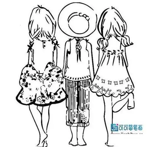 小孩站着背影简笔画