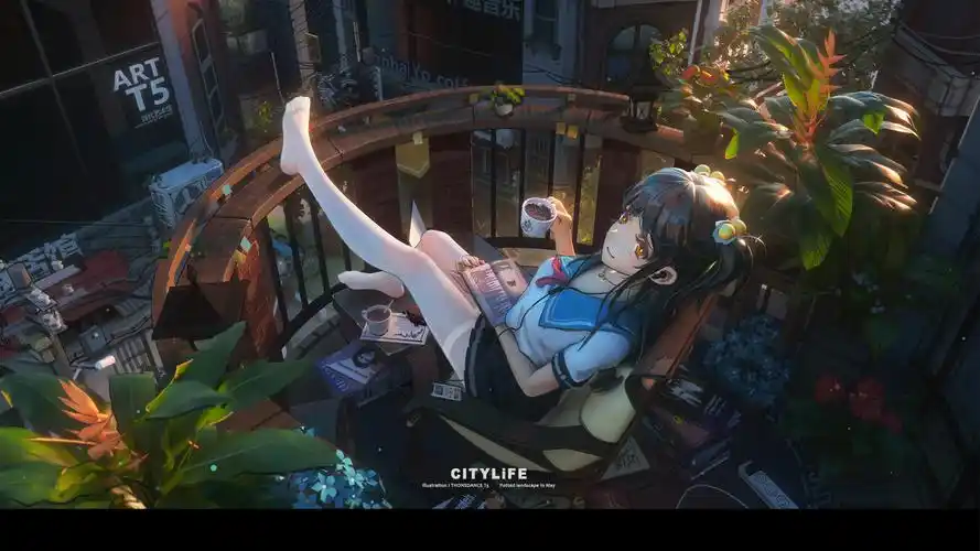 淋湿裙摆的精灵少女桌面壁纸