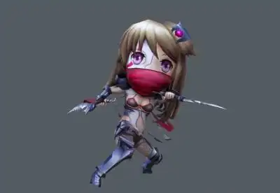 卡通q版蒙面女杀手   killer   刺客    手游 美少女  有动画预览图