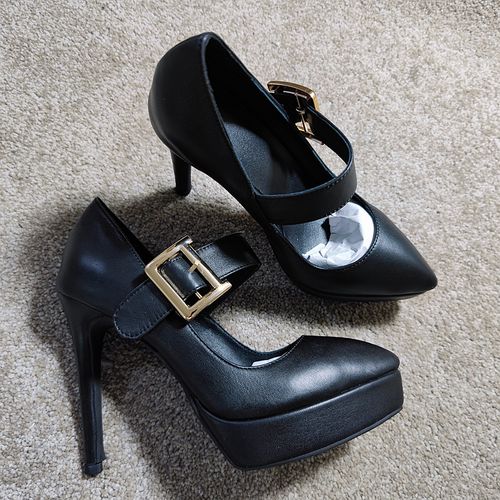 12cm防水台超高跟鞋真皮黑色厚底尖头细跟ol职场工作鞋白领单鞋女